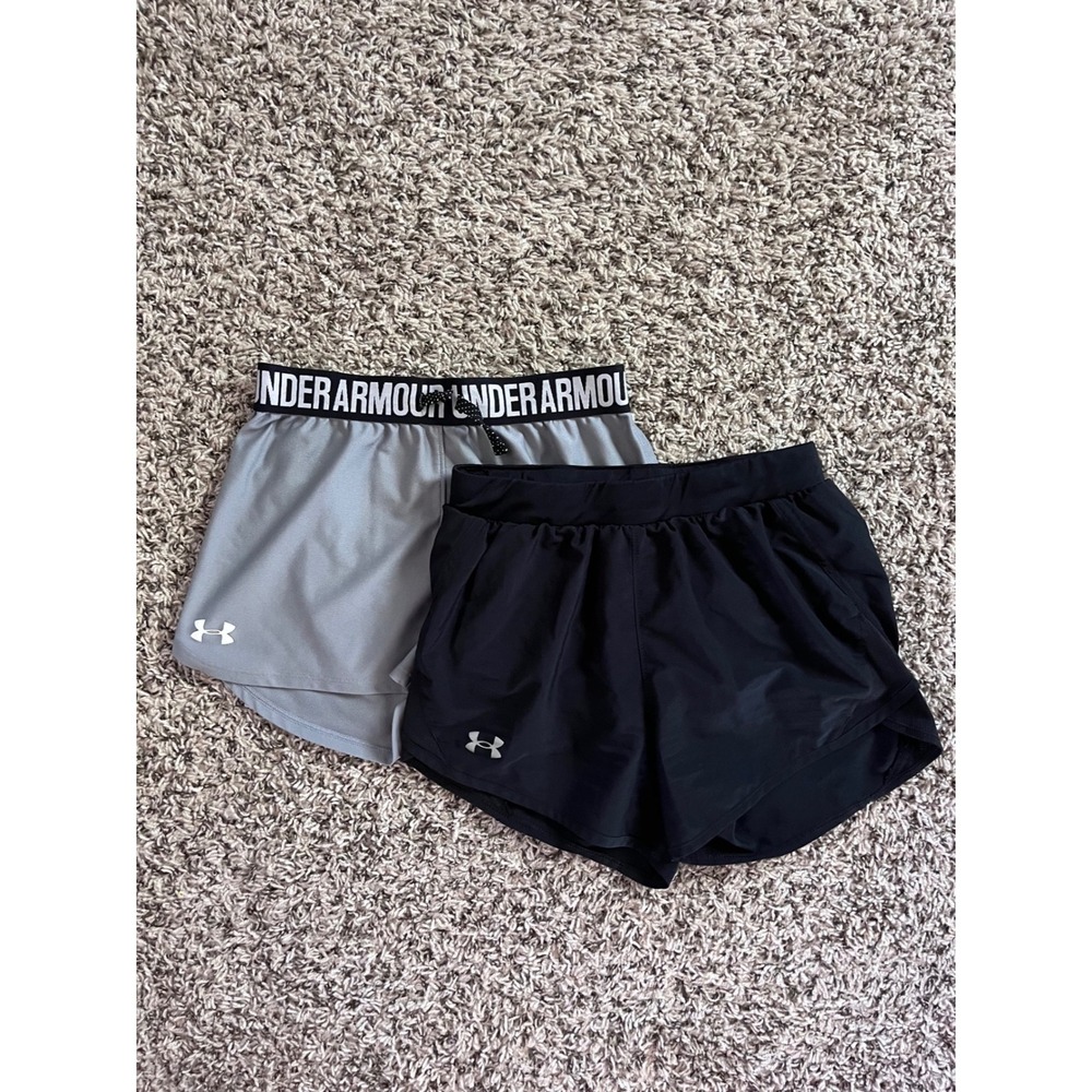 Under Armour HeatGear Athletic Shorts Bundle Black Grey Kids Large Womens XS